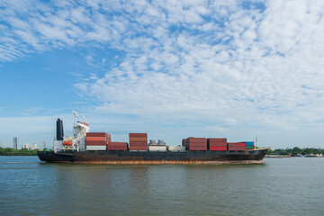 Fototapeta premium Cargo ship logistic import export