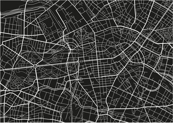 Fototapeta premium Czarno-biała mapa miasta Berlin z dobrze zorganizowanymi oddzielnymi warstwami.