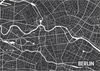 Obraz premium Minimalistyczny projekt plakatu przedstawiający mapę miasta Berlina.