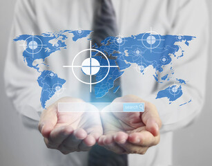 virtual icon of social network in  hand