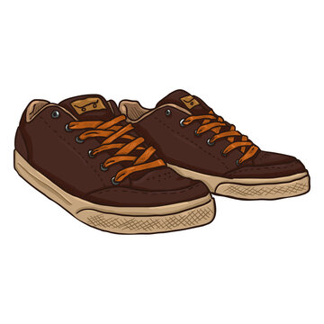Vector Cartoon Illustration - Pair of Skaters Shoes