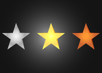 Gold silver and bronze stars 