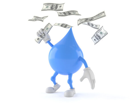 Water Drop Character With Money