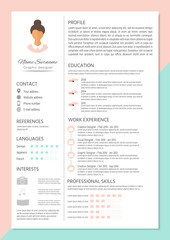 Feminine resume with infographic design