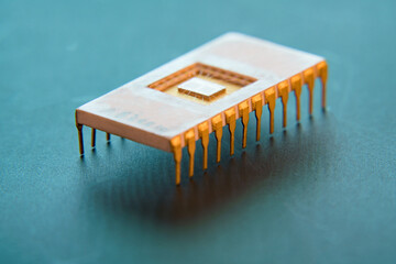 concept of quantum processor in ceramic body and Gold contacts