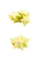 Obraz premium Pile of sliced carambola fruits isolated