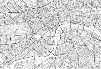 Poster Zwart-wit vector stadsplattegrond van Londen met goed georganiseerde gescheiden lagen. © pbardocz