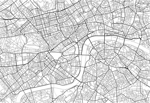 Fototapeta Black and white vector city map of London with well organized separated layers.