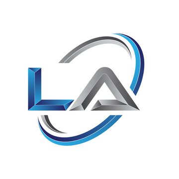 Simple initial letter logo modern swoosh LA