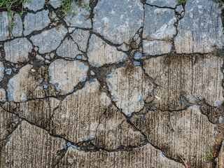 closeup Cracked old concrete texture, cracks on the road