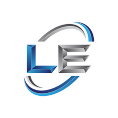 Simple initial letter logo modern swoosh LE - obrazy, fototapety, plakaty