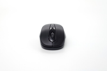 wireless black computer mouse isolate on white background