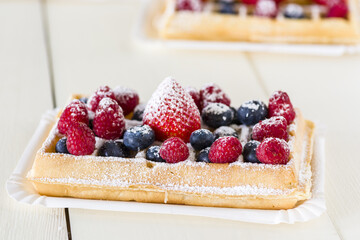 Waffles with fruit