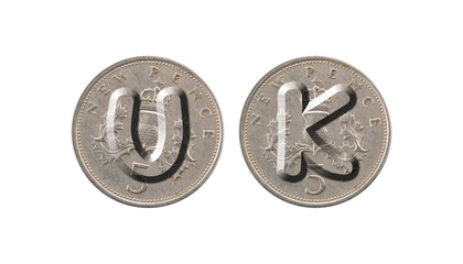 UK – Coins on white background