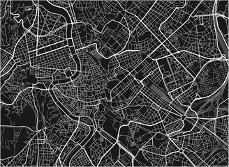 Fototapeta premium Czarno-biała mapa miasta Rzym z dobrze zorganizowanych oddzielnych warstw.