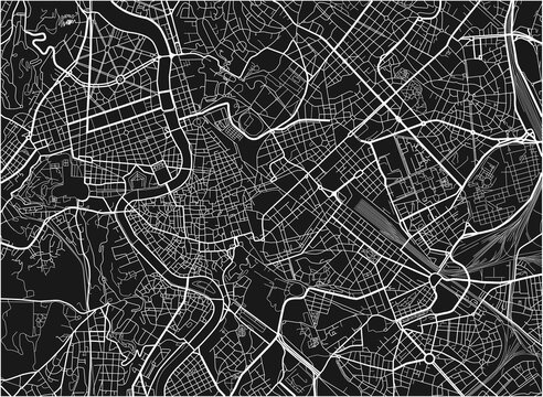 Fototapeta Black and white vector city map of Rome with well organized separated layers.