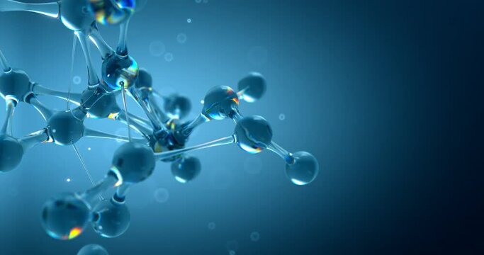 Molecule or atom nano research chemical concept. seamless Loop animation 8k 4k UHD