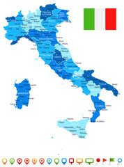 Italy - map and flag – illustration