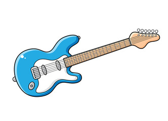 Blue electric guitar vector isolated.
