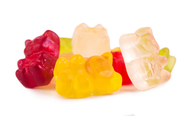 Jelly bears on a white background