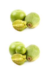 Pile of green fruits isolated