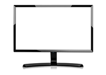 Computer monitor or tv set. Isolated on white background.