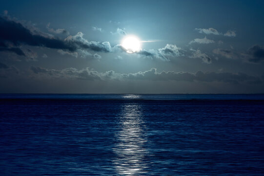 Moon on the sea.