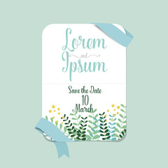 Wedding invitation card design with cute flower templates. Vector illustration