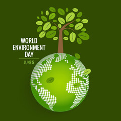 World environment day concept. Green Eco Earth. Vector illustration