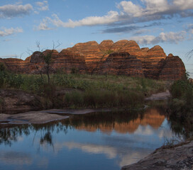 Fototapeta na wymiar Outlier Domes at Piccaninny Creek in the Bungle Bungles, Purnululu World Heritage Listed National Park, Western Australia during the Wet Season.