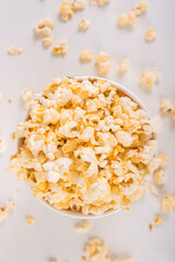 Popcorn on white background