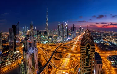 Gordijnen Dubai bij zonsondergang © Cara-Foto