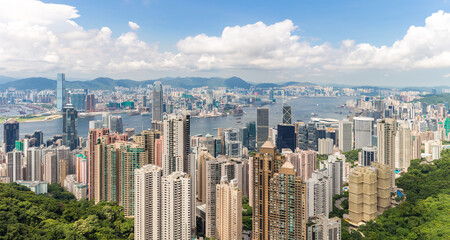 Fototapeta na wymiar Panorama Hong Kong Skyline