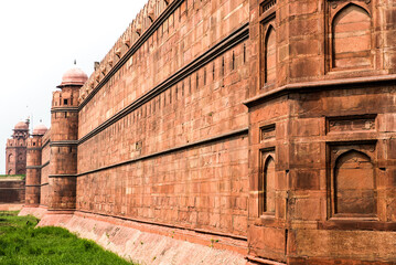 India travel tourism background -Red Fort World Heritage Site. Delhi, India