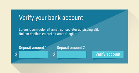 Obraz premium Bank account verification form / Account confirmation / Deposit verification