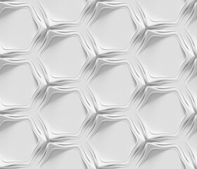Fototapeta premium White seamless geometric texture. Origami paper style. Hexagonal elements. 3D rendering background.