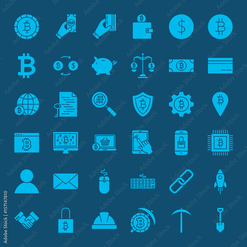 Wall mural cryptocurrency glyphs website icons