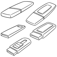 vector set of usb flash drive