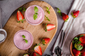 Strawberries milkshake summer drink