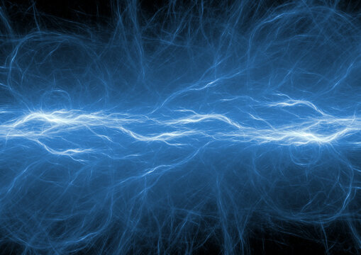 Blue lightning, abstract electric background