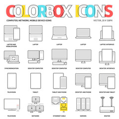 Color box icons, computers backgrounds and graphics