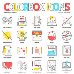 Color box icons, game development backgrounds and graphics