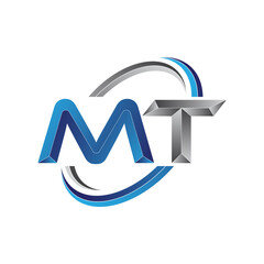 Simple initial letter logo modern swoosh MT