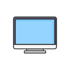 desktop computer, line art