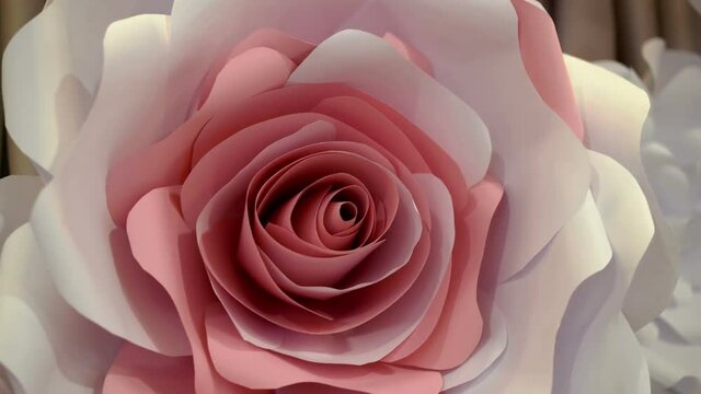 Big paper pink roses flowers