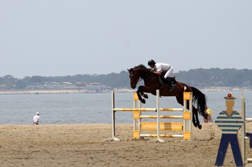 concours de saut d'obstacles ,concours hippique, plage Pereire,Arcachon,jumping des sables
