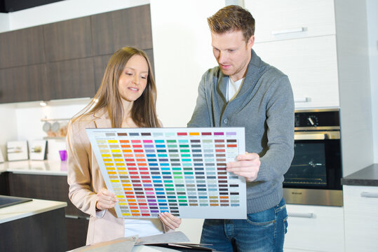 looking at color samples