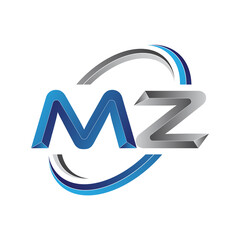 Simple initial letter logo modern swoosh MZ