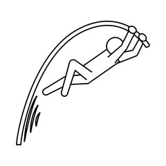 line pictogram man practice pole vault sport, vector illustration