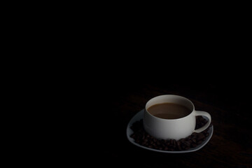 Hot coffee with smoke,.coffee cup